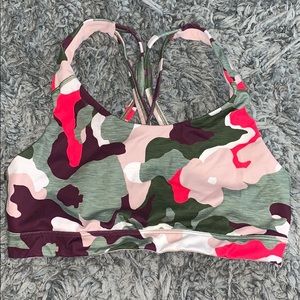 Camo Cris across Back Sports Bra